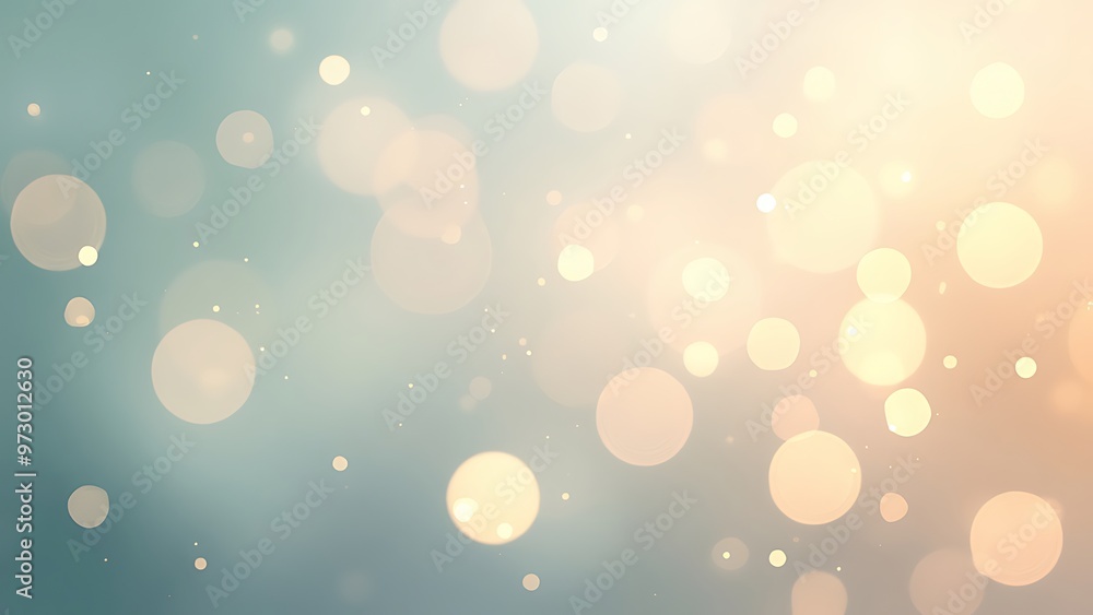 Poster dreamy bokeh effect with light circles in gentle hues, creating a serene and elegant background. per