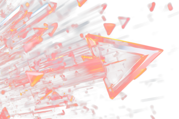 Isolated Glass Arrow Shapes on White PNG Background