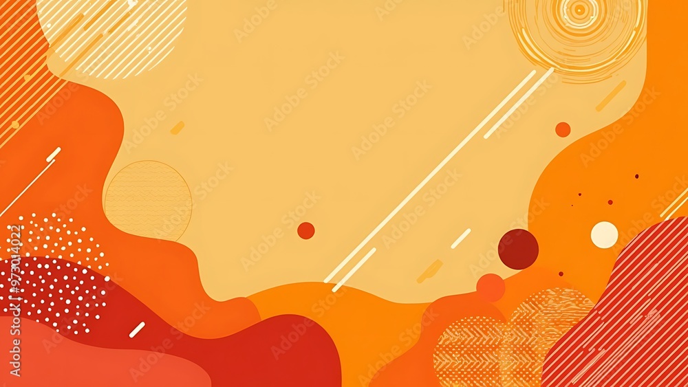Poster vibrant orange abstract background with dynamic white lines and dots pattern, perfect for modern des