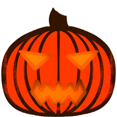 Red Pimpkin Scary Face Halloween Illustration