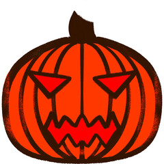 Red Pimpkin Scary Red Face Halloween Illustration