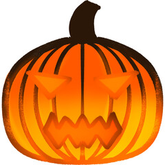 Orange Light Pimpkin Scary Face Halloween Illustration