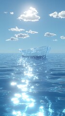 A ship and a boat sailing on the blue sea with a clear sky and horizon