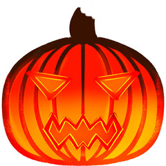 Red Light Pimpkin Glowing Devil Face Halloween Illustration