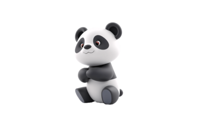 3d cute panda transparent background 