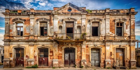 Weathered facade of a crumbling historic building, old, wall, urban, architecture, vintage, texture, decay, brick, historic