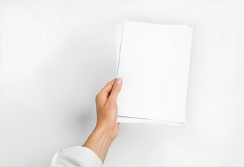 Obraz premium Isolated Grey Brochure Held by Person on Transparent Background