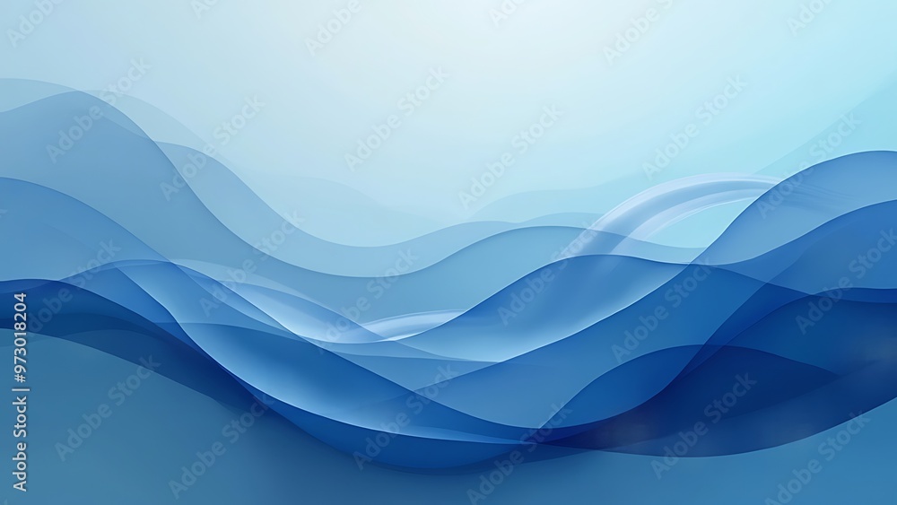 Poster smooth blue gradient background features soft waves, creating a serene and modern aesthetic. ideal f