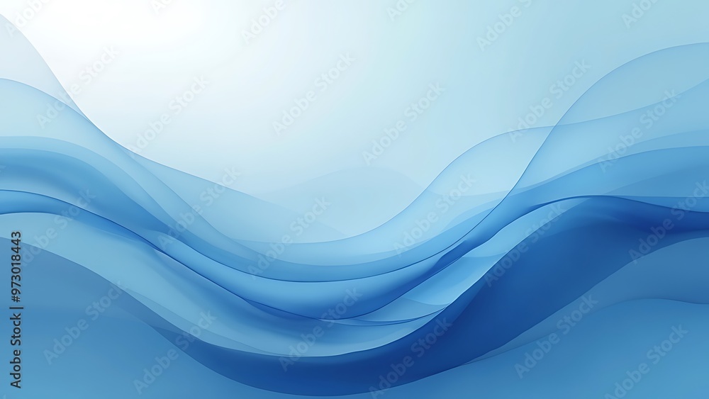 Poster smooth blue gradient background features soft waves, creating a serene and modern aesthetic. ideal f