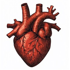 A brown sculpture of a human heart model held by a gloved hand, depicted as an artful and symbolic figurine