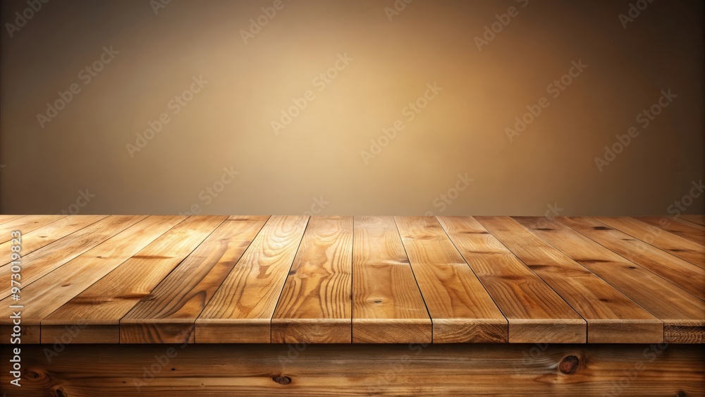 Poster Planks wooden table top surface isolated on background. object element with empty space for product. Realistic object