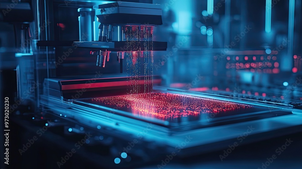 Poster automated manufacturing machine printing data points on a surface