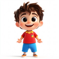 Cartoon illustration of a smiling little boy in a shirt, showing a cute and happy child in a vector style drawing