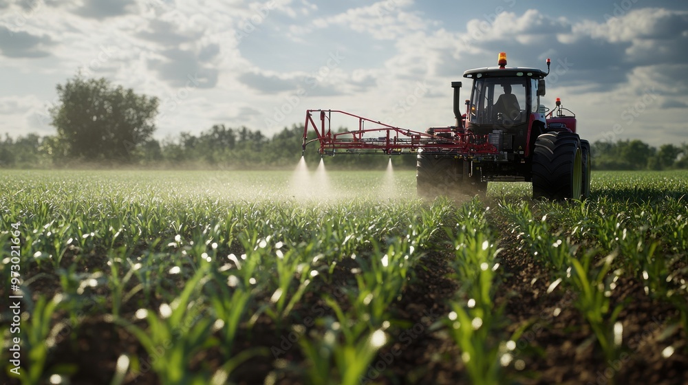 Poster an autonomous sprayer applying herbicides selectively to crops, using camera and sensor data to targ