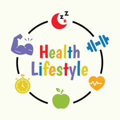 Health Lifestyle, Word Cloud Art, Wall Décor, Wall Branding, Vinyl Decal Sports Motivational Print Art	