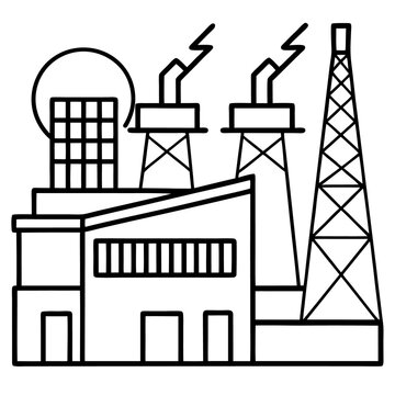 recommend clip art: electricity factory outline coloring book page line art drawing