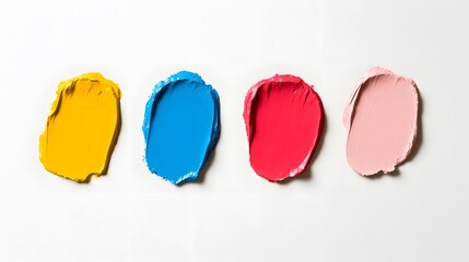 Colorful Paint Strokes on White Background, Abstract Image, Texture, Pattern Background, Wallpaper, Cover and Screen of Smartphone, PC, Laptop, 9:16 and 16:9 Format