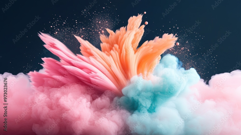Aufkleber a canvas bursting with swirling particles, each a brushstroke of vibrant color, creating an abstract