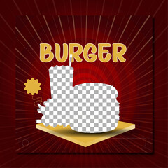 Modern fast food soscial media post or instagram post design vector template for marketing agency, Fresh pizza, burger & pasta online sale promotion flyer or poster.