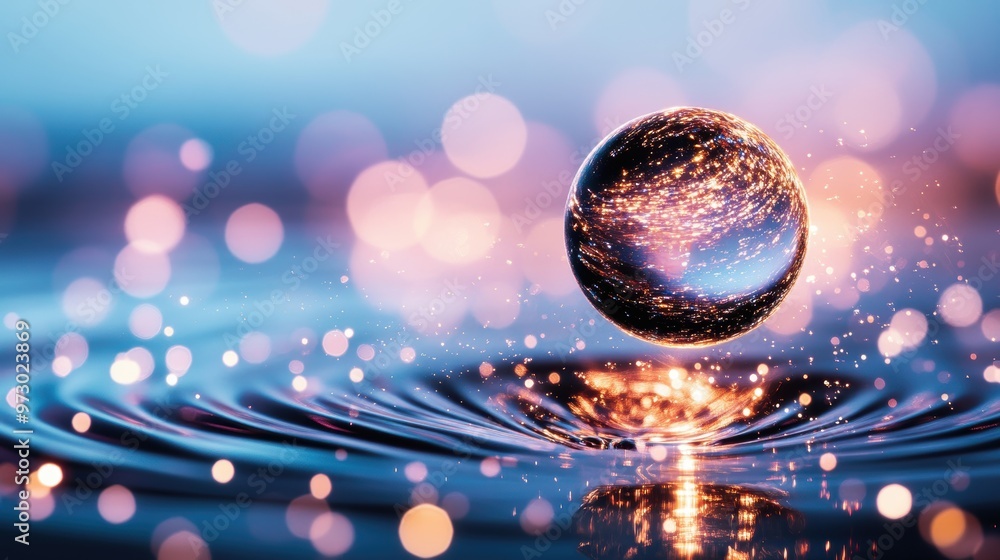 Poster a single particle, both wave and particle, defying the laws of physics, its form shimmering and shif