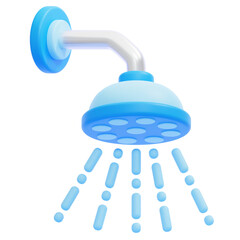 Fototapeta premium PNG 3D Shower Icon Isolated on a White Background
