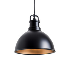 Black pendant lamp with gold interior isolated transparent