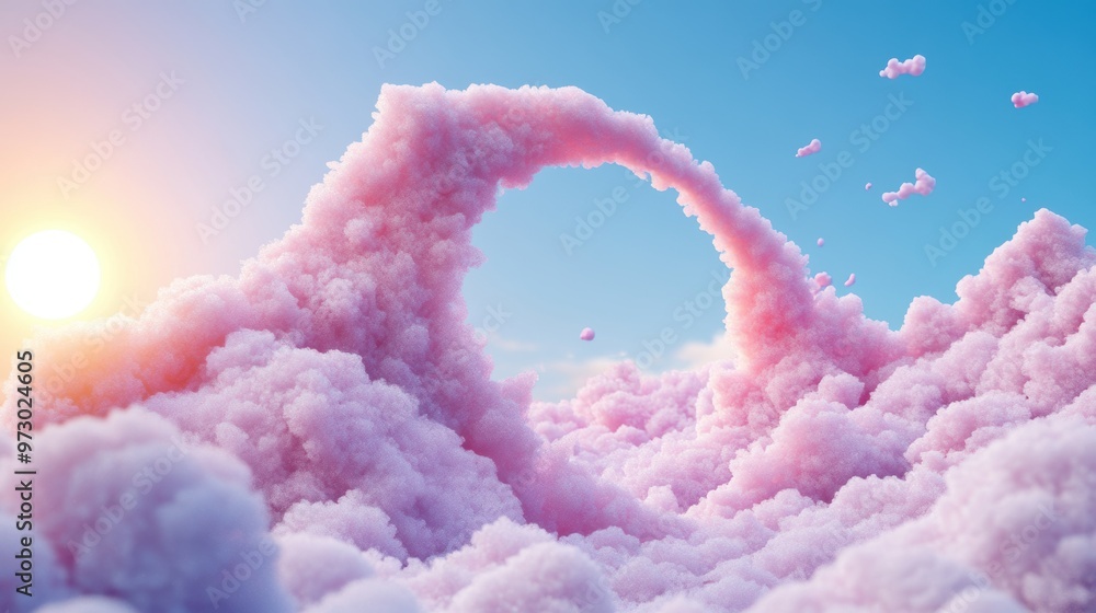 Poster a symphony of particles, each a wave of color and energy, harmonizing to create a surreal and evocat