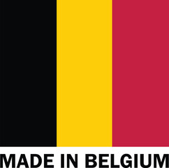 Made in Belgium, Make in Belgium, Manufacture sign, product icon, Make in Belgium icon, Made in Belgium with Flag