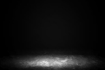 Product showcase with spotlight. Black studio room background. Use as montage for product display