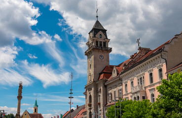 Scenic view of town hall on main square in Leibnitz, South West Styria, Austria. Tourism in the...