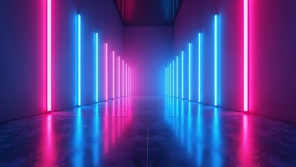 Vibrant neon lights in blue and pink against a dark background, creating a futuristic and energetic atmosphere. Ideal for use in nightlife, music events, or digital art projects.