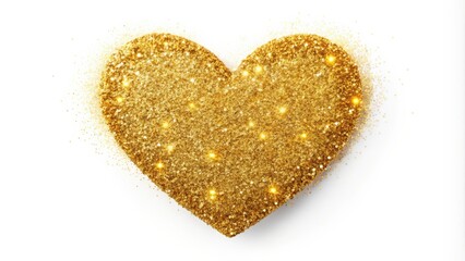 Fototapeta premium Sparkling gold glitter heart on a white background, gold, glitter, heart, shiny, sparkle, love, romantic