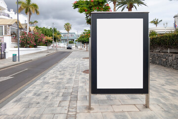 Blank billboard mock up in a bus stop