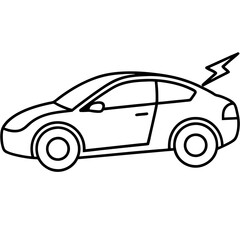 electro car outline coloring book page line art drawing