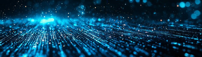 Obraz premium Abstract Blue Bokeh with Sparkles, Digital Art, Abstract Background, Bokeh Effect