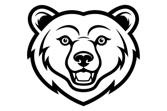 recommend clip art: Bear head vector line art illustration