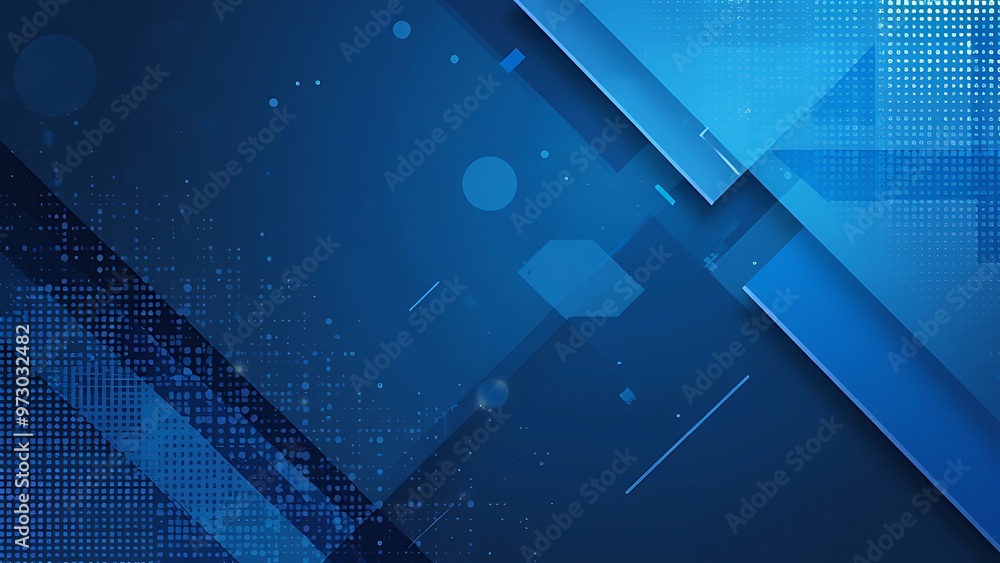 Poster dynamic blue background with layered textures and subtle dot patterns, creating a sleek and professi