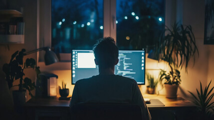 Fototapeta premium A remote worker shutting down their computer at the end of the workday, emphasizing the importance of work-life separation