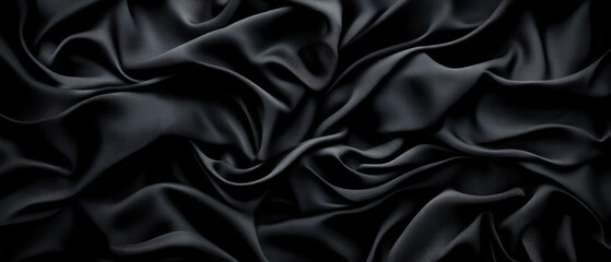 Obraz premium Luxurious black silk fabric with elegant folds and smooth texture, perfect for creating a sophisticated atmosphere.