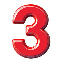 Naklejka premium Red number 3 on a white background isolated transparent