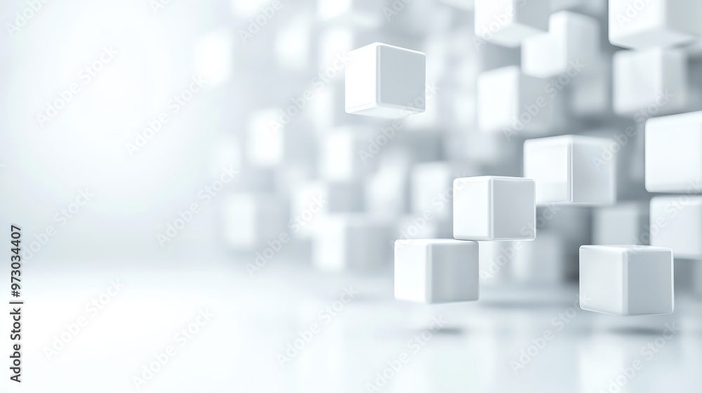 Poster minimalist white cubes create a modern abstract background, ideal for technology and design concepts