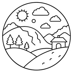 Fototapeta premium environment outline coloring book page line art drawing