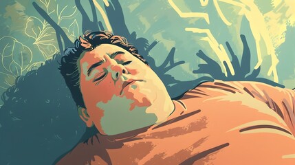 of a Person Experiencing the Sleep Apnea Condition Associated with Obesity