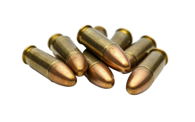 Bullet ammunition weapon isolated on white or transparent background