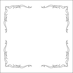 Elegant black and white elegant ornamental frame, decorative border, corners for greeting cards, banners, business cards, invitations, menus. Isolated vector illustration.	
