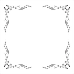 Elegant black and white elegant ornamental frame, decorative border, corners for greeting cards, banners, business cards, invitations, menus. Isolated vector illustration.	
