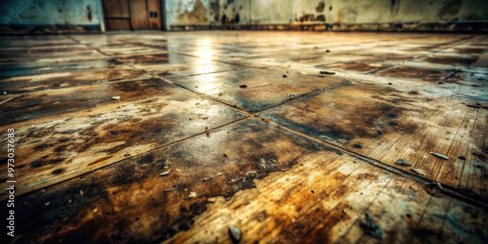 Poster grungy close-up of a weathered and dirty floor surface