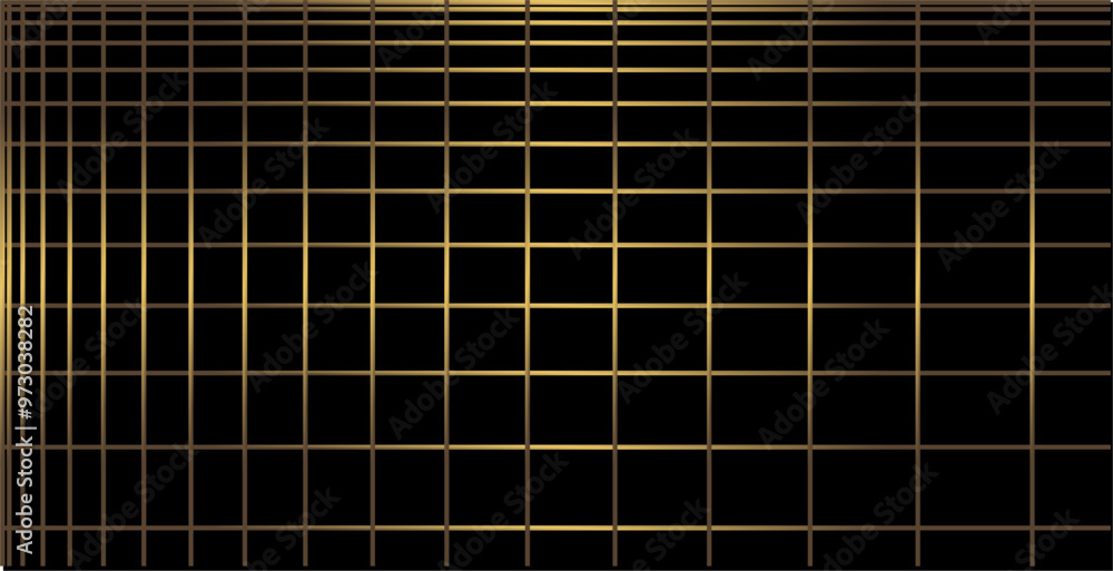 Poster composition of horizontal and vertical lines with brown and gold colors and a black background as in
