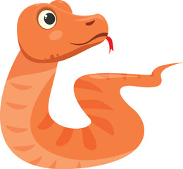 Illustration of a cute orange snake sticking its tongue out, perfect for children's books or educational materials