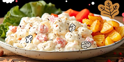 Plate of stroganoff on wooden table for gourmet meal.